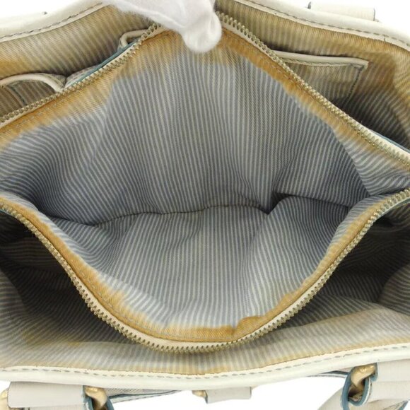 CELINE Tote Bag C macadam white canvas ?~ leather Authentic C3983 - Picture 9 of 9